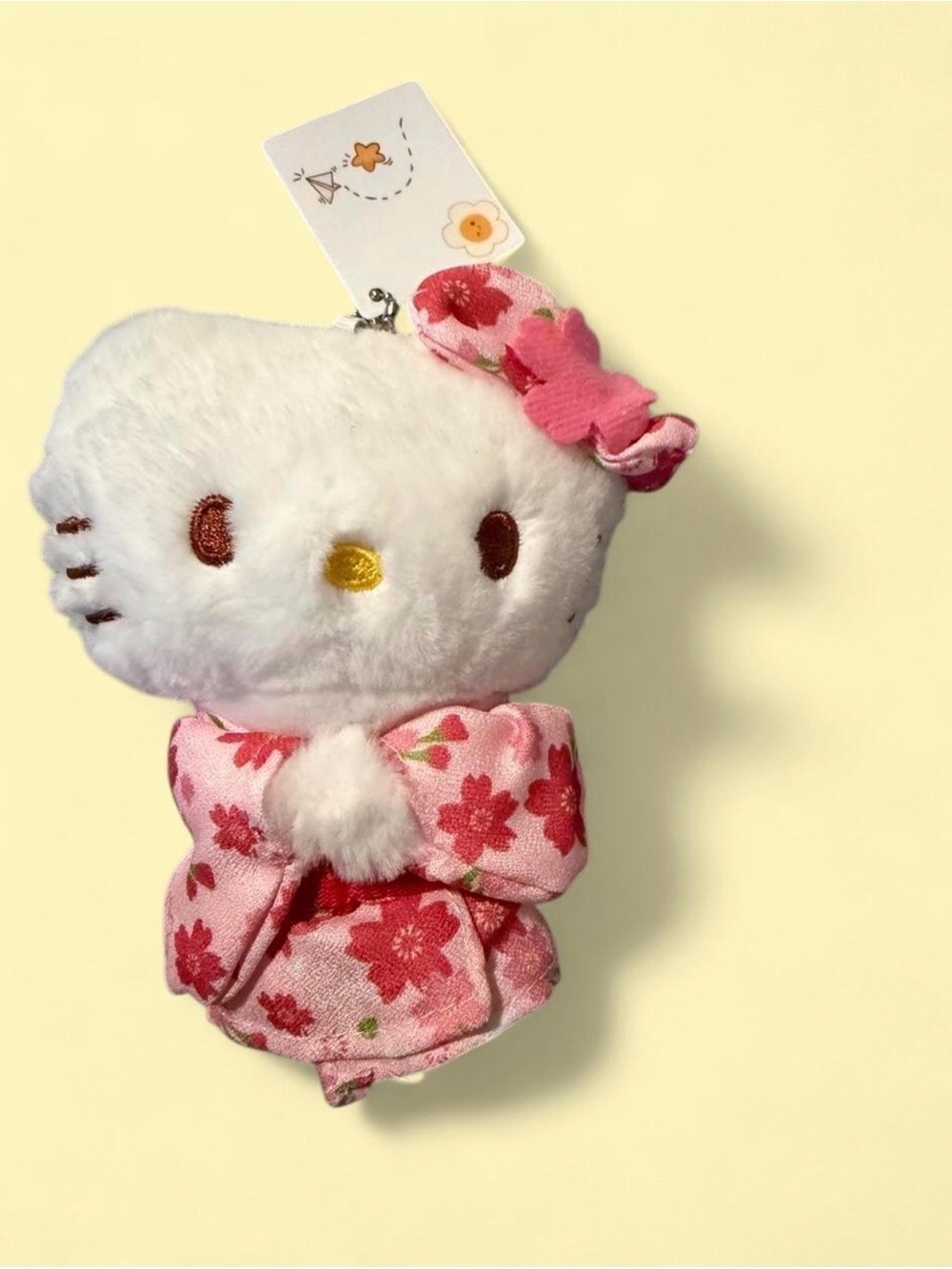 Hello Kitty Pink Floral Plush Bag Charm Keychain